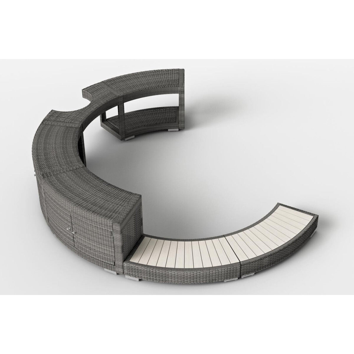 5/8-Umrandung aus Polyrattan für Softub Legend Graphite