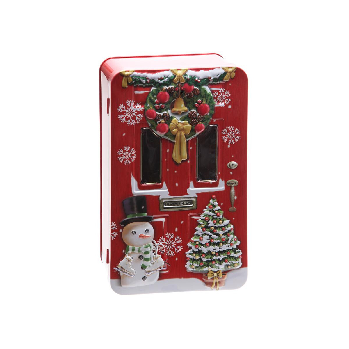 Blechdose weihnachtliche Haustür (rot), lebensmittelech