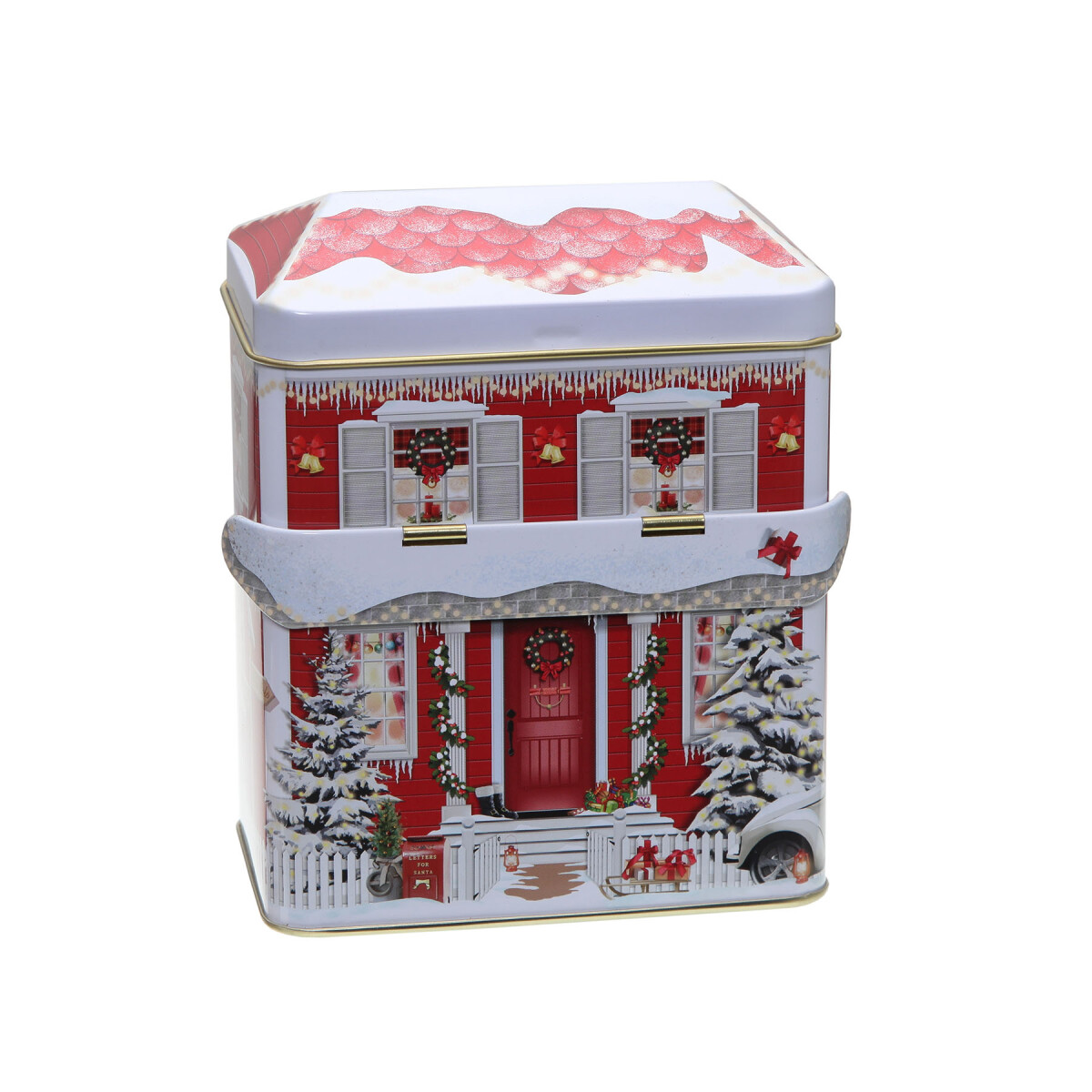 Blechdose "Weihnachtliches Haus" Aufbewahrung, leb