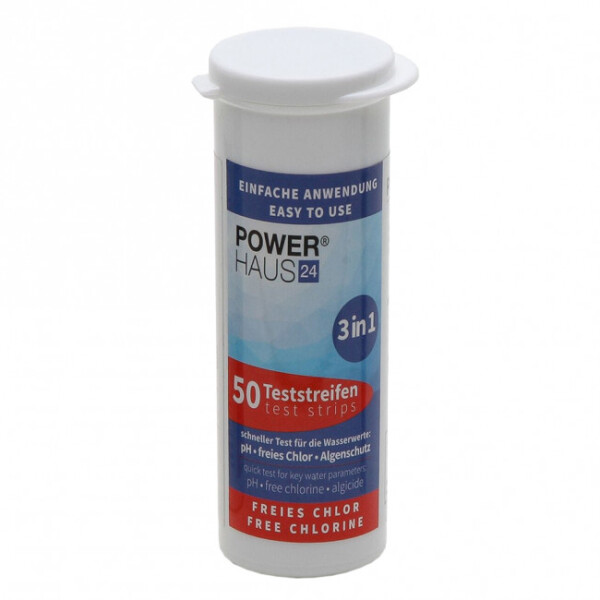 POWERHAUS24 3 in 1 Teststreifen Chlor, pH & Algenschutz, 50 Stück