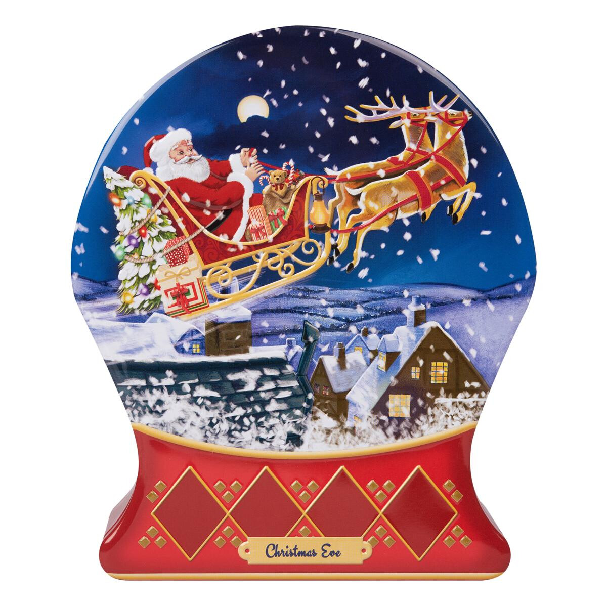 Weihnachtliche Blechdose mit Santa & Schlitten, Geschenk
