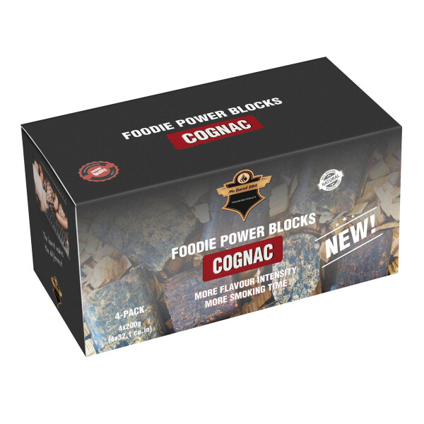 Foodie Power Räucherblocks Cognac, Gourmet-Qualität, 100% natürlich, 4x 200g