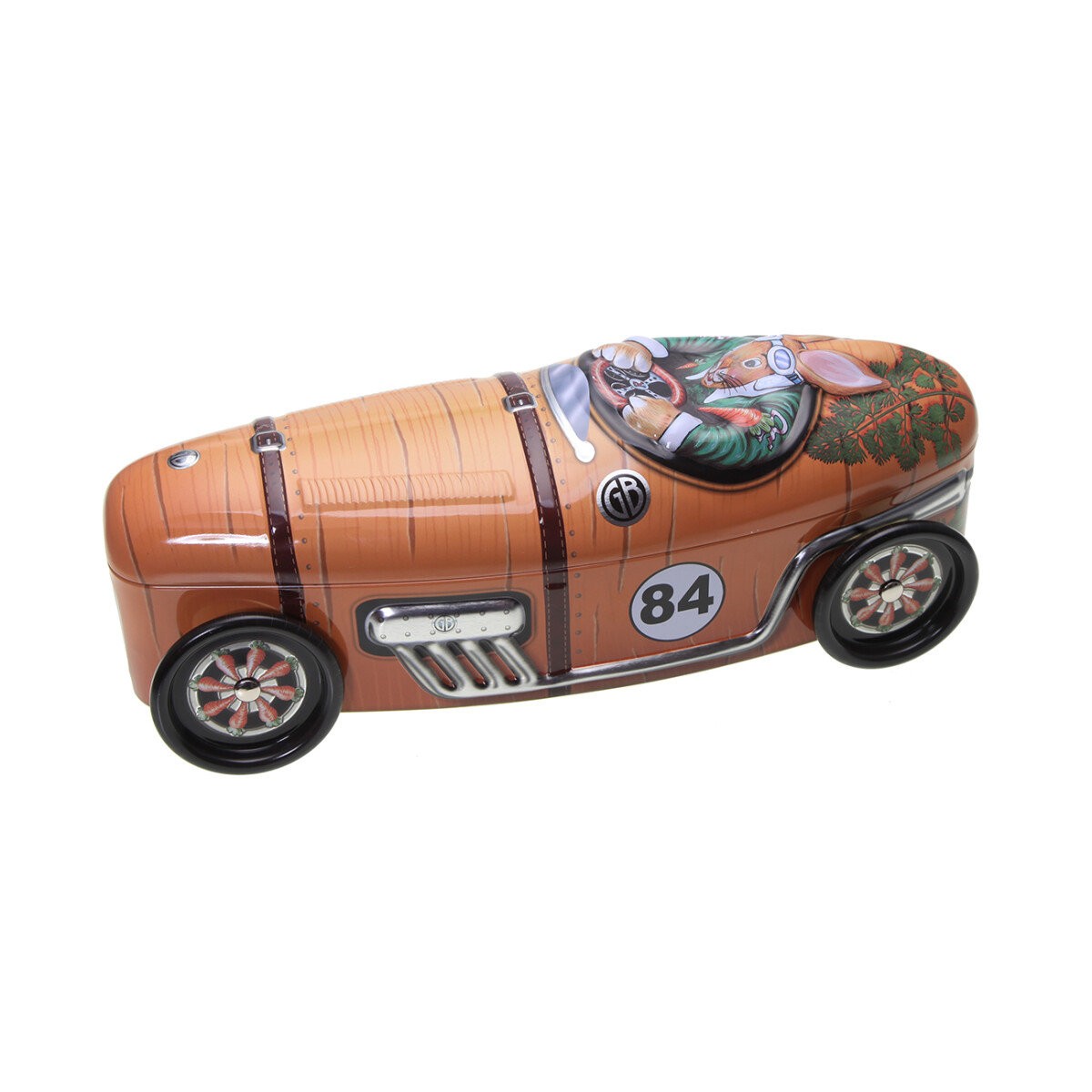 Blechdose Möhren-Rennauto, 28,5 cm x 10 cm, Deko, Gesch