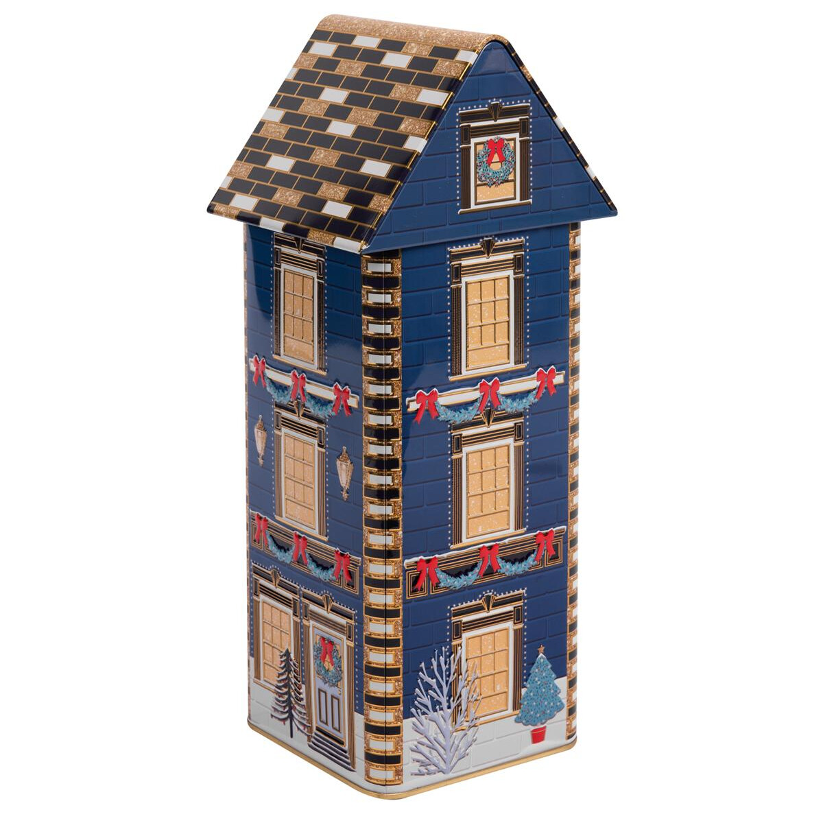 Blechdose New York Christmas House, lebensmittelecht, 9,5 x