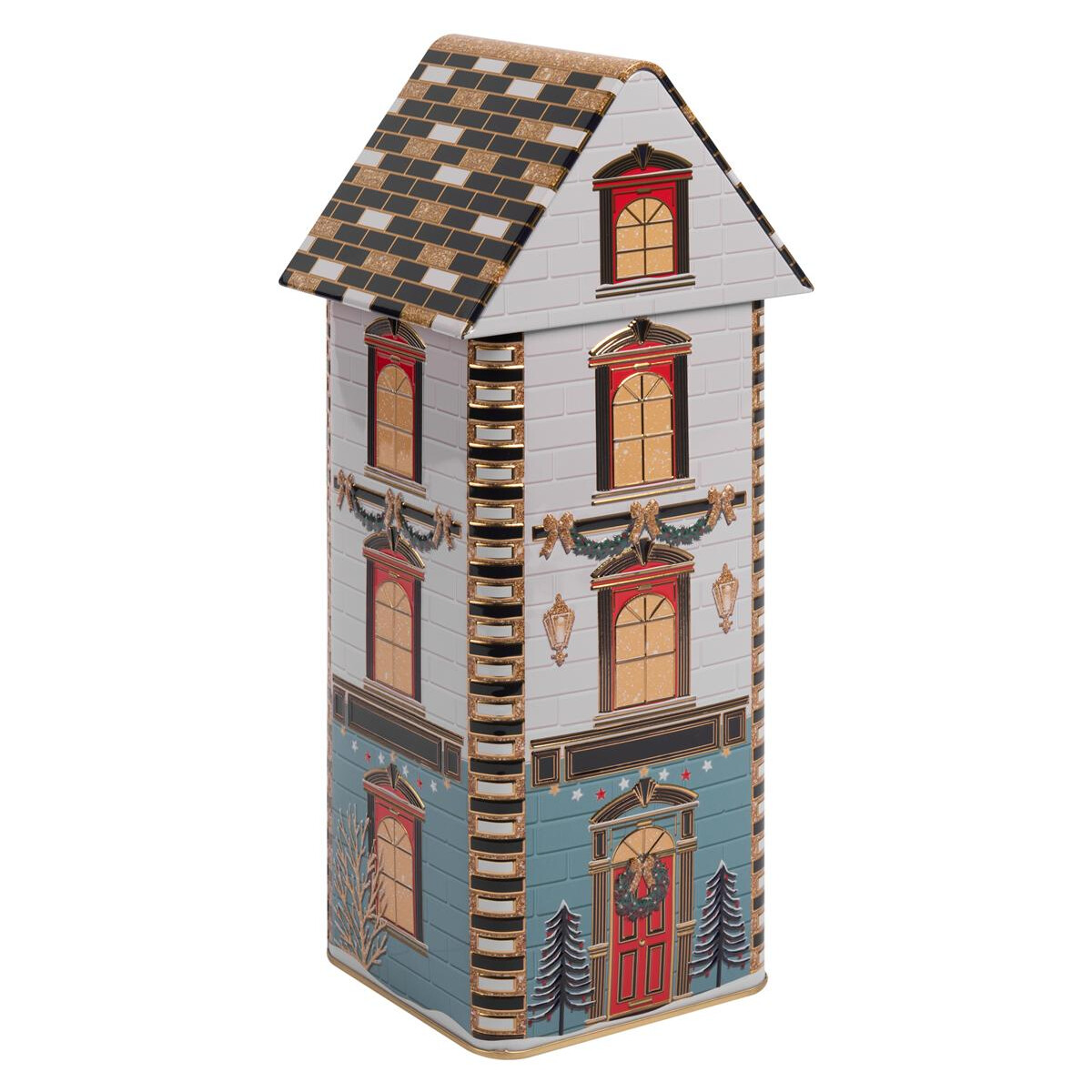 Blechdose Paris Christmas House, lebensmittelecht, 9,5 x 9,5