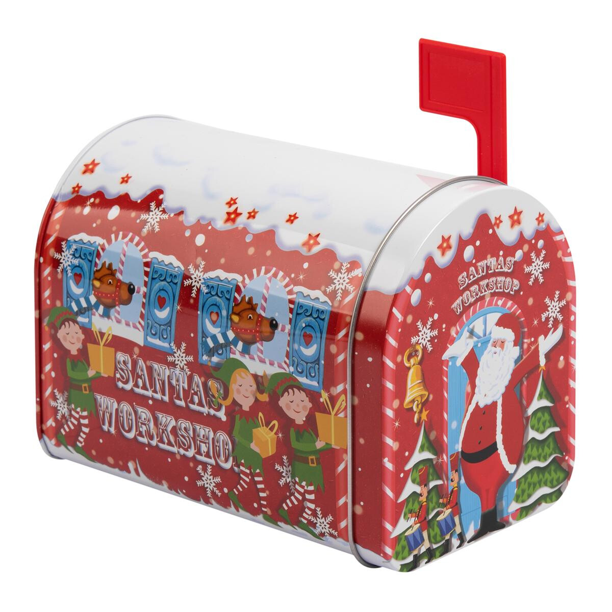 Blechdose Weihnachts Mail-Box rot, lebensmittelecht, 15,5 x