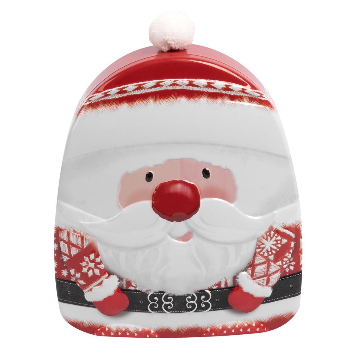 Blechdose Weihnachtsmann mit PomPon, lebensmittelecht, 14,5