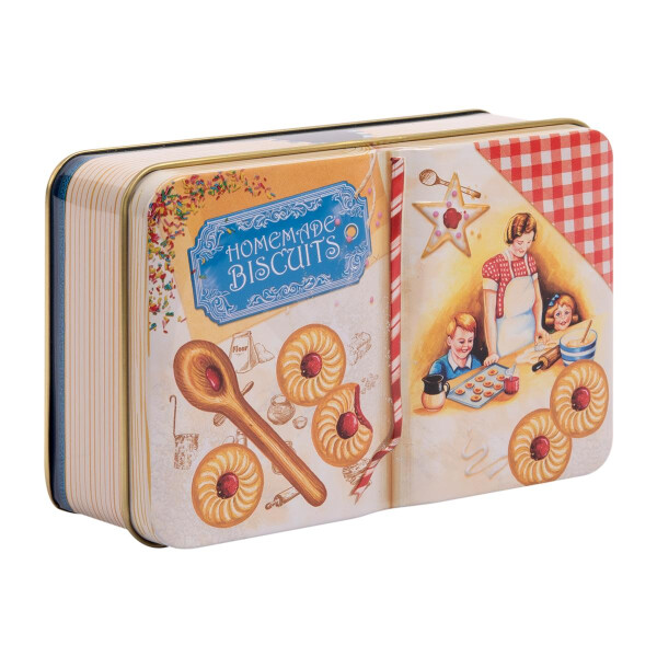 Mini-Blechdose Backbuch Homemade Biscuits, lebensmittelecht, ca. 14 x 9 cm, inkl. Rezept