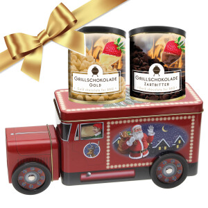 Weihnachts-Geschenk-Set Blechdose Santas Truck mit 2...