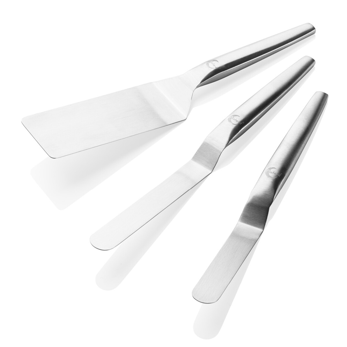 Plate-it 3er Edelstahl Winkelspatel-Set zum Dekorieren &