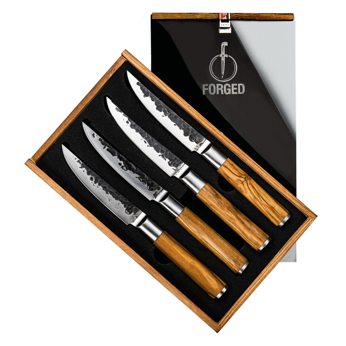 FORGED 4 handgeschmiedete Steakmesser in Geschenkbox Olivenh