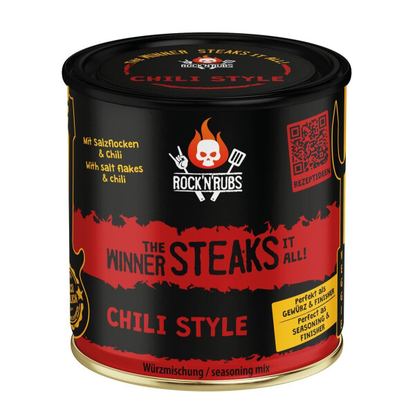 RockNRubs The Winner Steaks It All CHILI Style - Gold Line Edition - Premium BBQ Rub - nicht nur zum Grillen, 180g