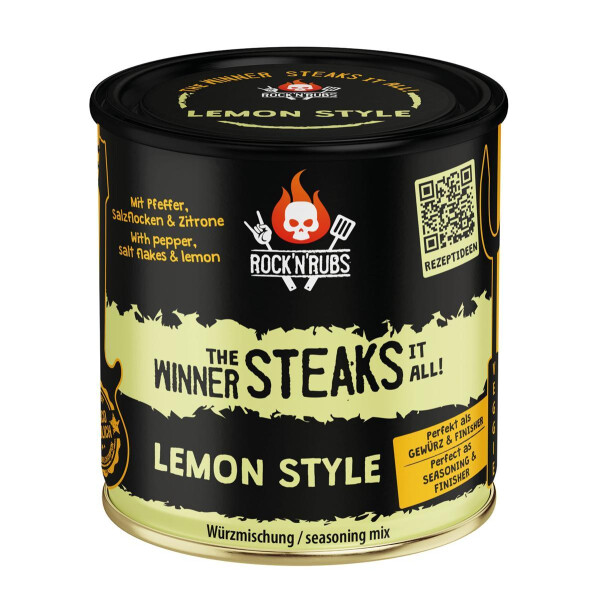 RockNRubs The Winner Steaks It All LEMON Style - Gold Line Edition - Premium BBQ Rub - nicht nur zum Grillen, 140g