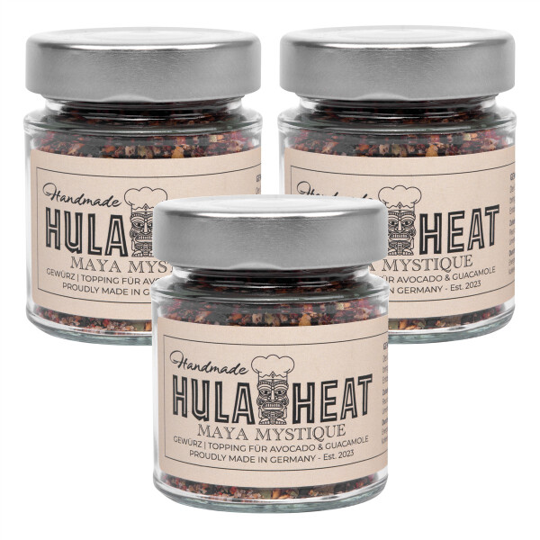 HULAHEAT 3x Maya Mystique Gewürz | Topping für Avocado & Guacamole 3x 70g, vegan
