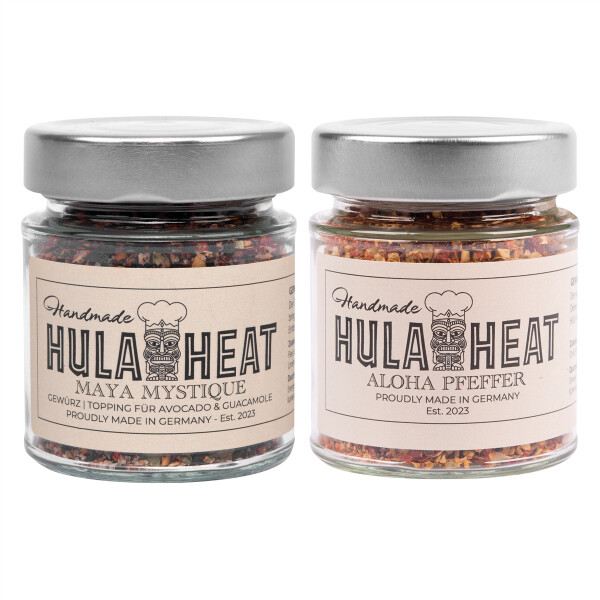 HULAHEAT Gourmet Duo Maya Mystique Gewürz | Topping für Avocado & Guacamole 70g & Aloha Pfeffer 60g
