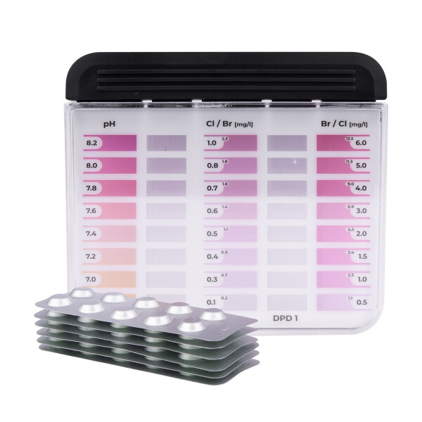 POWERHAUS24 Rapid Tester mit 60 Reagenzien Chlor, Brom & pH