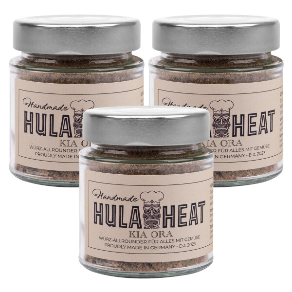 HULAHEAT 3x Kia Ora Würz-Allrounder für alles mit Gemüse, vegan und ohne zugesetztes Salz, 3x 55g
