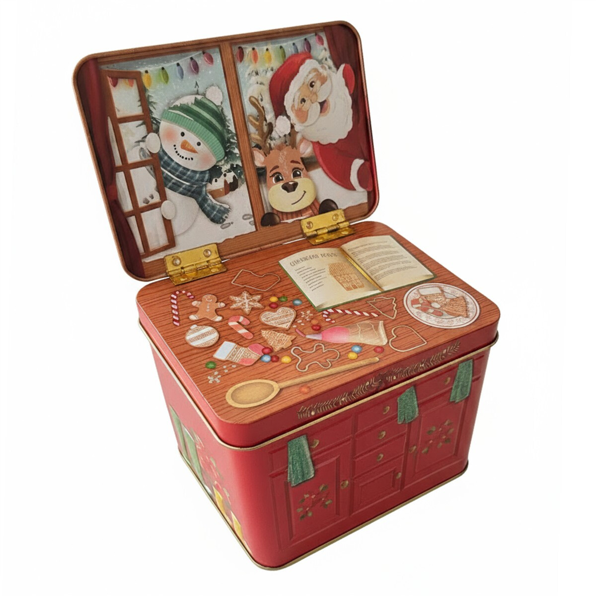 Weihnachtsdose mit Santa, Schneemann &amp; Rentier...