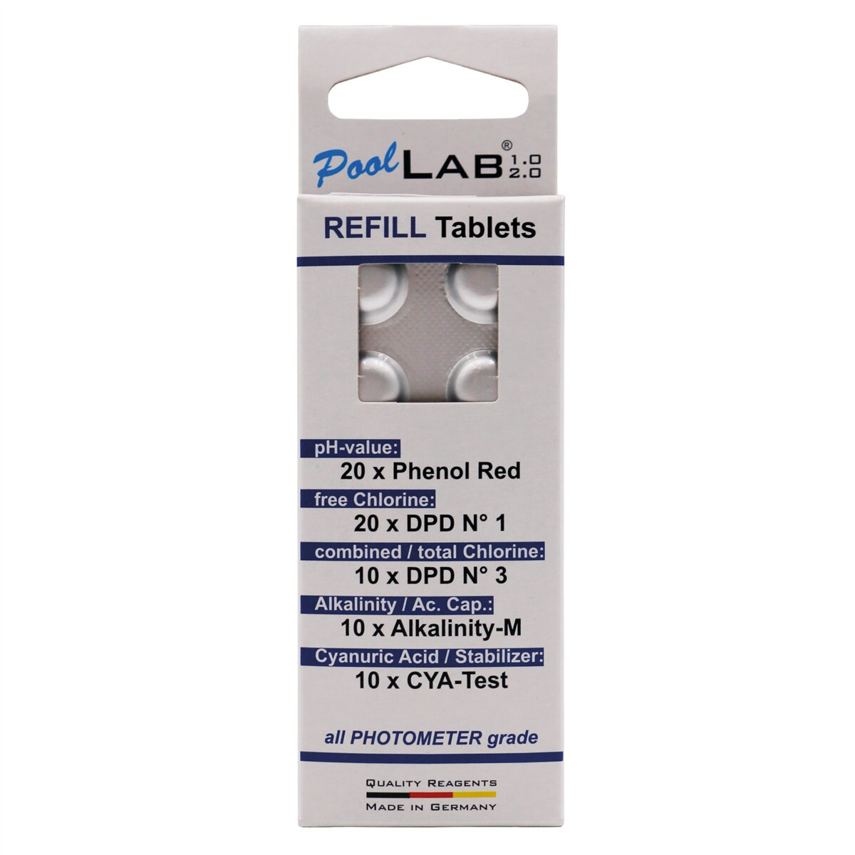 PoolLAB 1 & 2 Refill Pack mit 70 Photometer Reagenzien